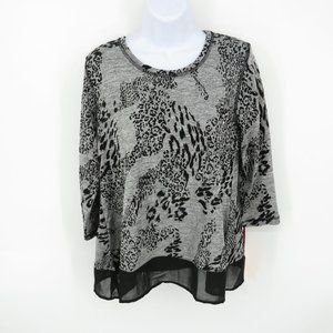 Ruby Rd Womens Petite  Hatchi Top Sharkbite Hem M NWT $59